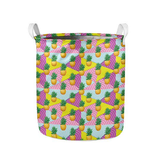 Zigzag Pineapple Pattern Print Collapsible Laundry Basket