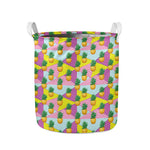 Zigzag Pineapple Pattern Print Collapsible Laundry Basket