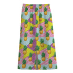 Zigzag Pineapple Pattern Print Cotton Front Slit Maxi Skirt