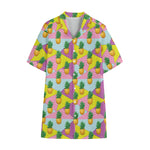 Zigzag Pineapple Pattern Print Cotton Hawaiian Shirt