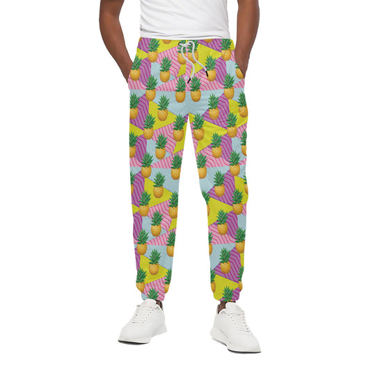 Zigzag Pineapple Pattern Print Cotton Pants