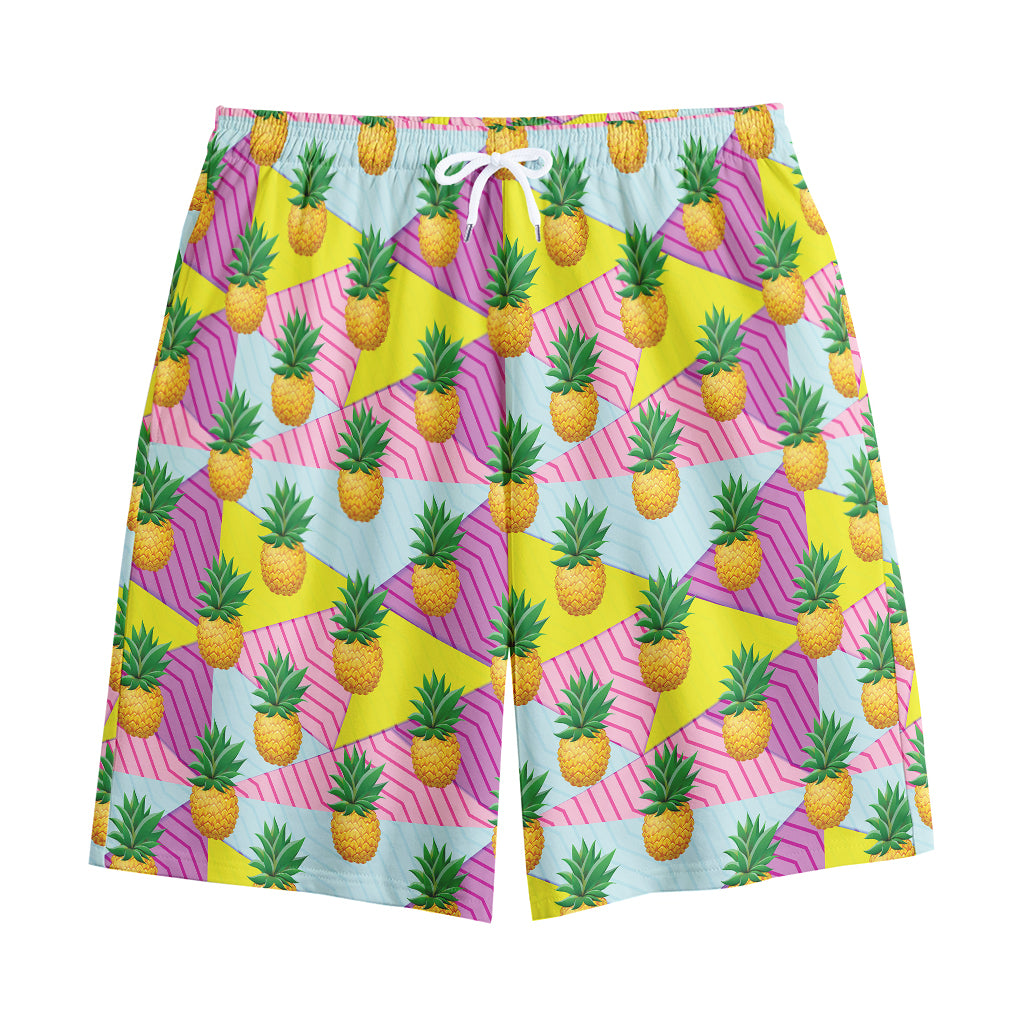 Zigzag Pineapple Pattern Print Cotton Shorts
