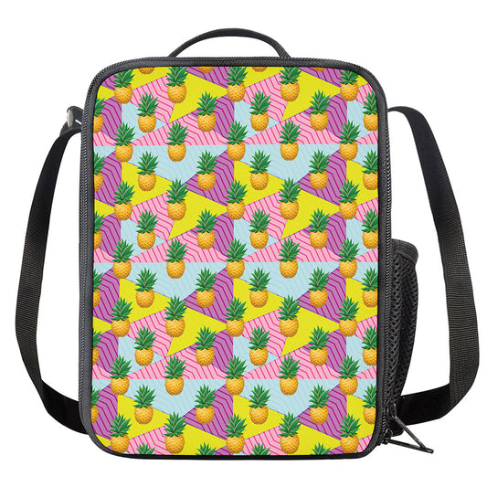 Zigzag Pineapple Pattern Print Crossbody Lunch Bag