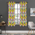 Zigzag Pineapple Pattern Print Grommet Curtain Panels