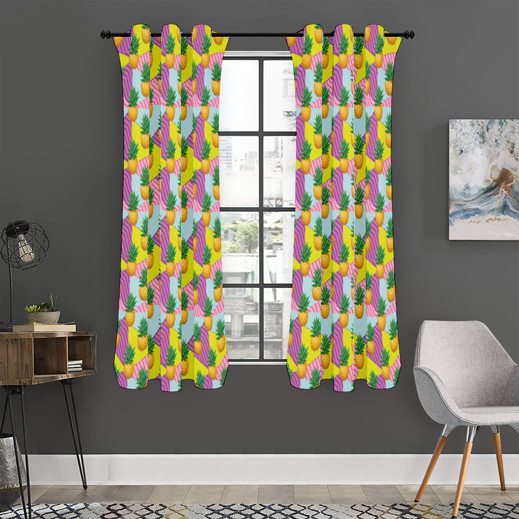 Zigzag Pineapple Pattern Print Curtain