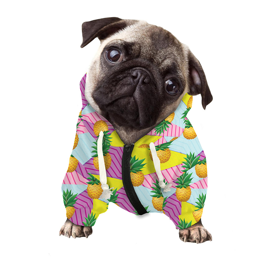 Zigzag Pineapple Pattern Print Dog Zip Up Hoodie