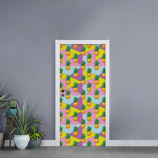 Zigzag Pineapple Pattern Print Door Sticker