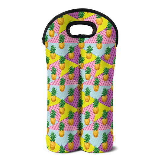 Zigzag Pineapple Pattern Print Double Neoprene Wine Tote