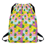 Zigzag Pineapple Pattern Print Drawstring Backpack