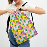 Zigzag Pineapple Pattern Print Drawstring Backpack