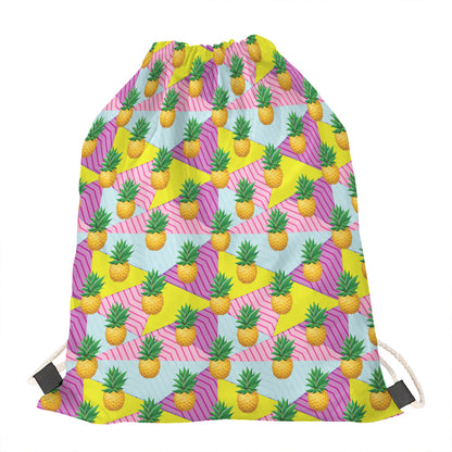 Zigzag Pineapple Pattern Print Drawstring Bag