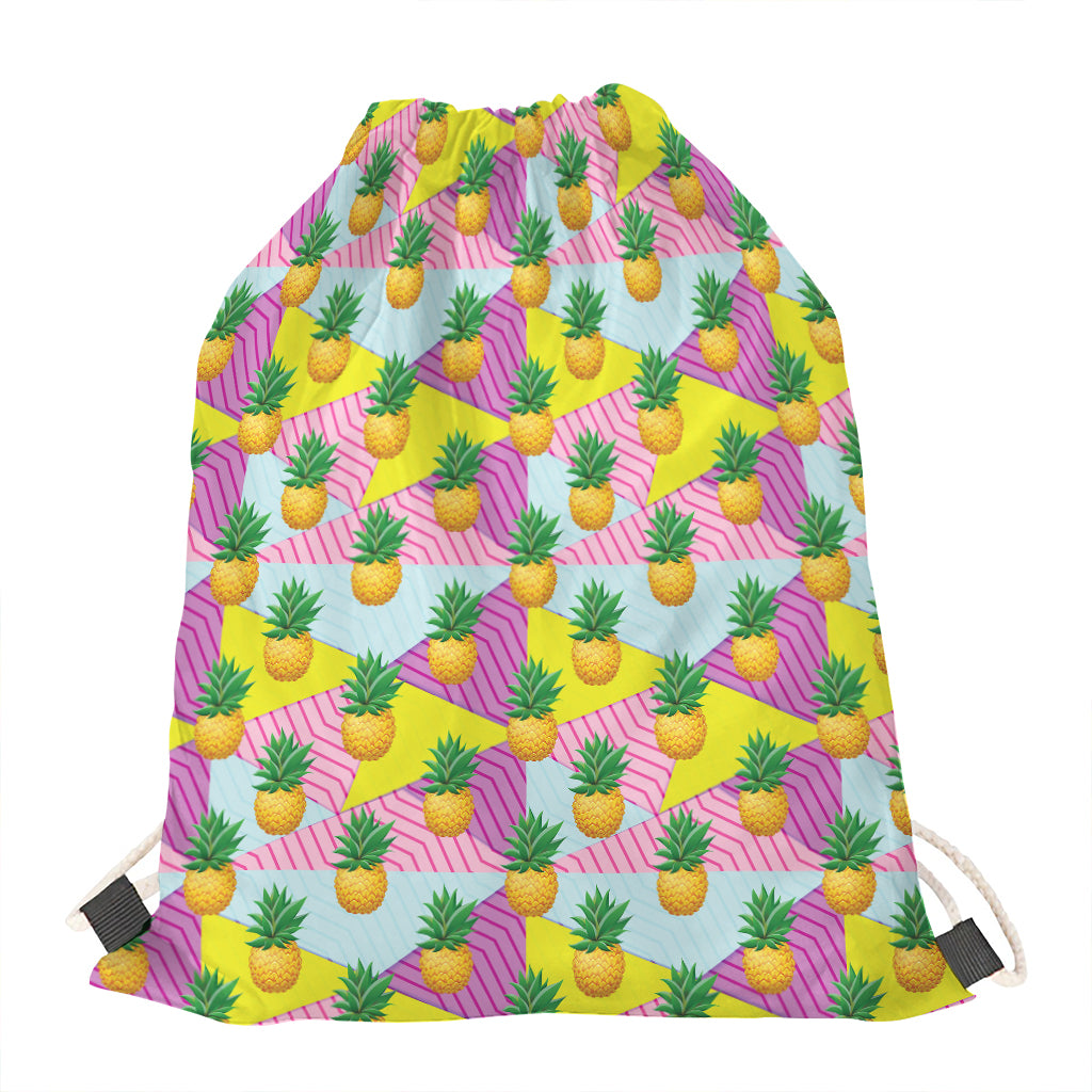 Zigzag Pineapple Pattern Print Drawstring Bag