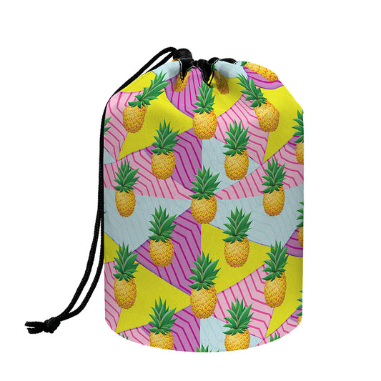 Zigzag Pineapple Pattern Print Drawstring Makeup Bag