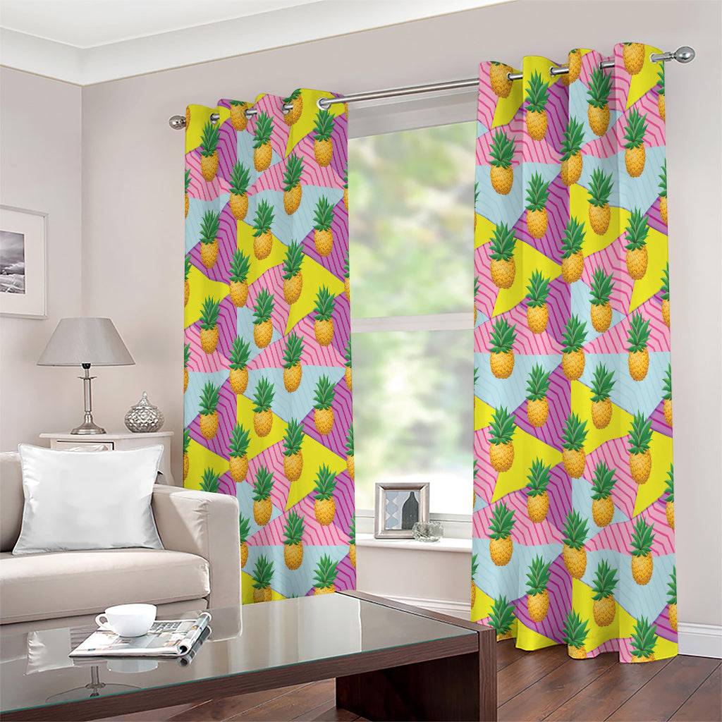 Zigzag Pineapple Pattern Print Extra Wide Grommet Curtains