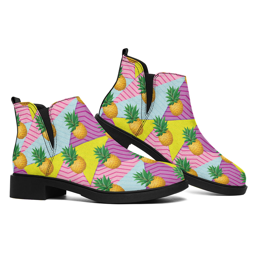 Zigzag Pineapple Pattern Print Flat Ankle Boots