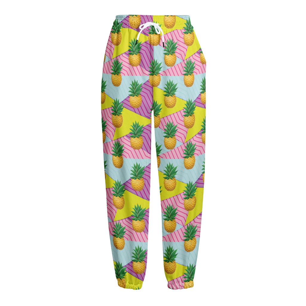 Zigzag Pineapple Pattern Print Fleece Lined Knit Pants