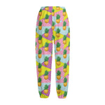 Zigzag Pineapple Pattern Print Fleece Lined Knit Pants
