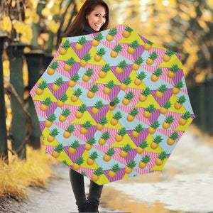 Zigzag Pineapple Pattern Print Foldable Umbrella