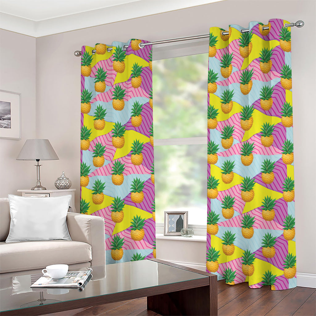 Zigzag Pineapple Pattern Print Grommet Curtains