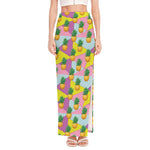 Zigzag Pineapple Pattern Print High Slit Maxi Skirt