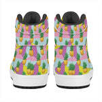 Zigzag Pineapple Pattern Print High Top Leather Sneakers