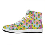Zigzag Pineapple Pattern Print High Top Leather Sneakers