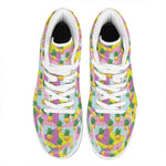 Zigzag Pineapple Pattern Print High Top Leather Sneakers