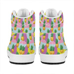 Zigzag Pineapple Pattern Print High Top Leather Sneakers