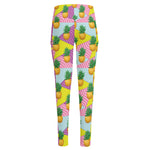 Zigzag Pineapple Pattern Print High-Waisted Pocket Leggings