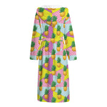 Zigzag Pineapple Pattern Print Hooded Bathrobe