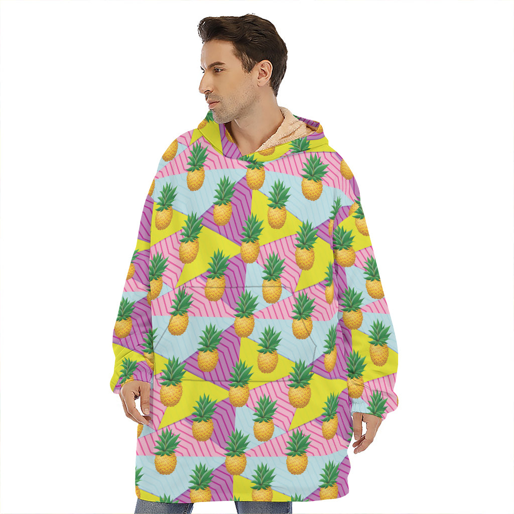 Zigzag Pineapple Pattern Print Hoodie Blanket