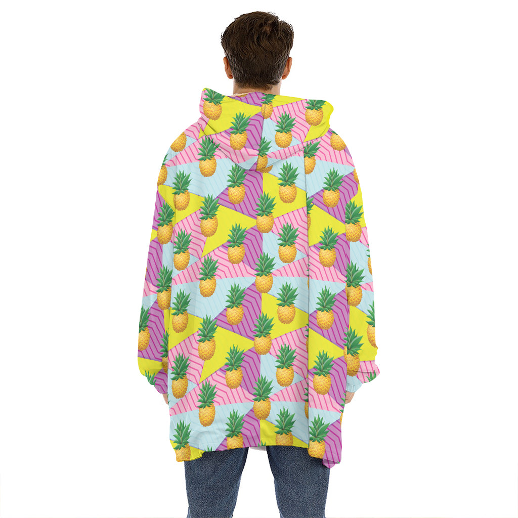 Zigzag Pineapple Pattern Print Hoodie Blanket