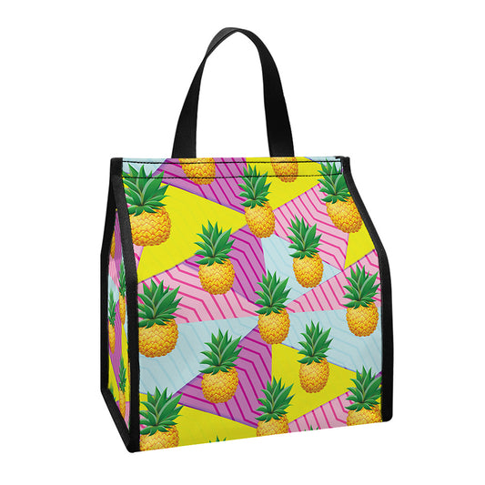 Zigzag Pineapple Pattern Print Insulated Lunch Tote