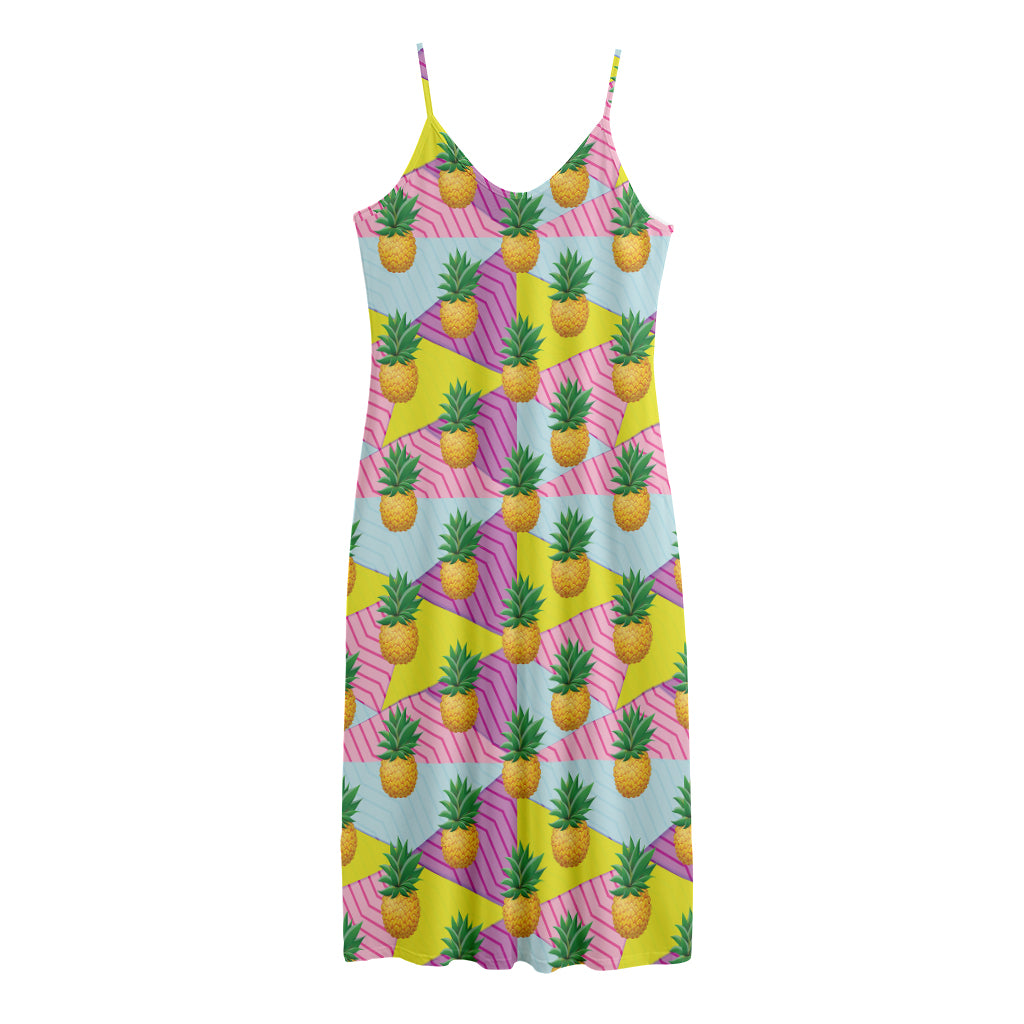 Zigzag Pineapple Pattern Print Jersey Midi Cami Dress
