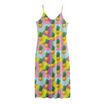 Zigzag Pineapple Pattern Print Jersey Midi Cami Dress