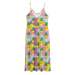 Zigzag Pineapple Pattern Print Jersey Midi Cami Dress