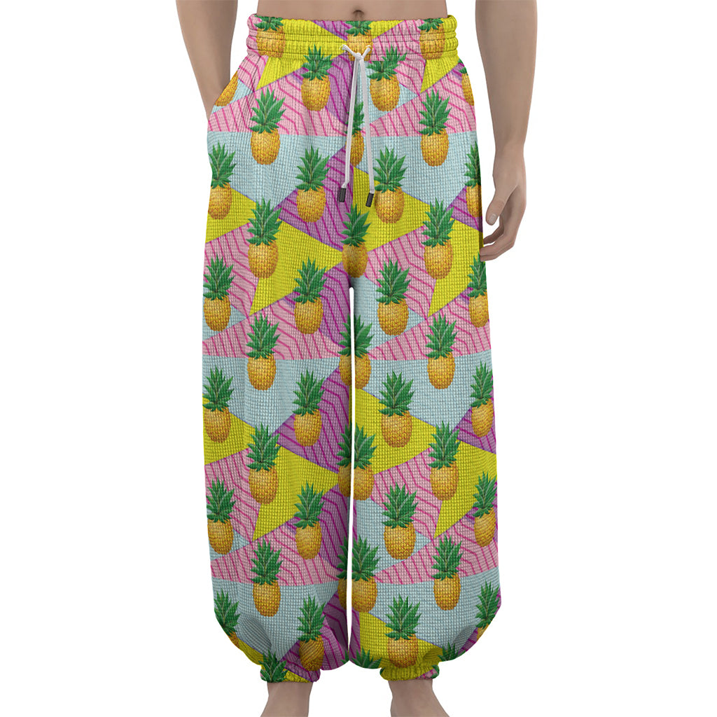 Zigzag Pineapple Pattern Print Lantern Pants