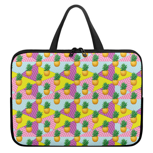 Zigzag Pineapple Pattern Print Laptop Sleeve With Handle