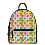 Zigzag Pineapple Pattern Print Leather Backpack