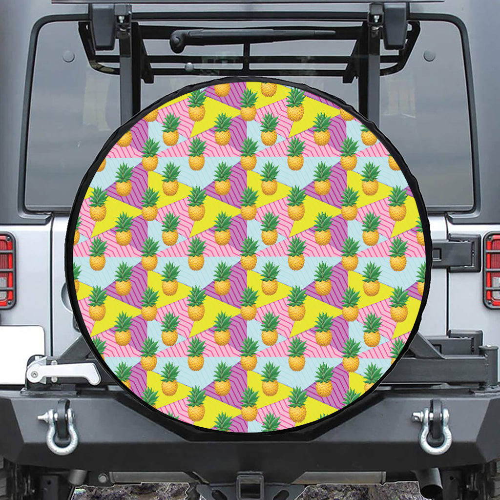 Zigzag Pineapple Pattern Print Leather Spare Tire Cover