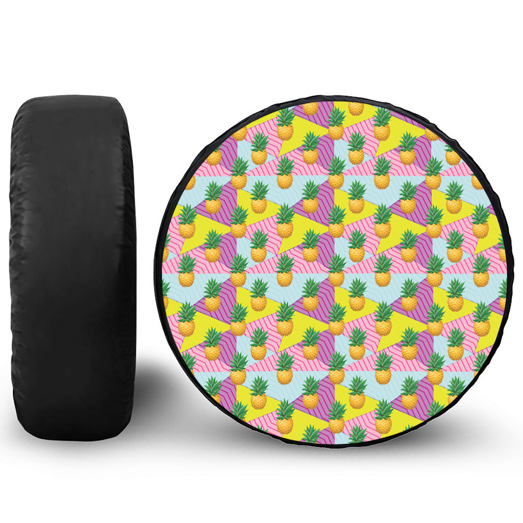 Zigzag Pineapple Pattern Print Leather Spare Tire Cover