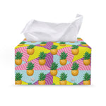Zigzag Pineapple Pattern Print Leather Tissue Box Cover