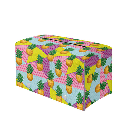 Zigzag Pineapple Pattern Print Leather Tissue Box Cover