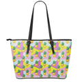 Zigzag Pineapple Pattern Print Leather Tote Bag With Zipper