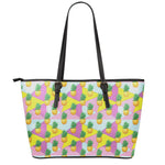 Zigzag Pineapple Pattern Print Leather Tote Bag