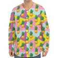 Zigzag Pineapple Pattern Print Long Sleeve Baseball Jersey