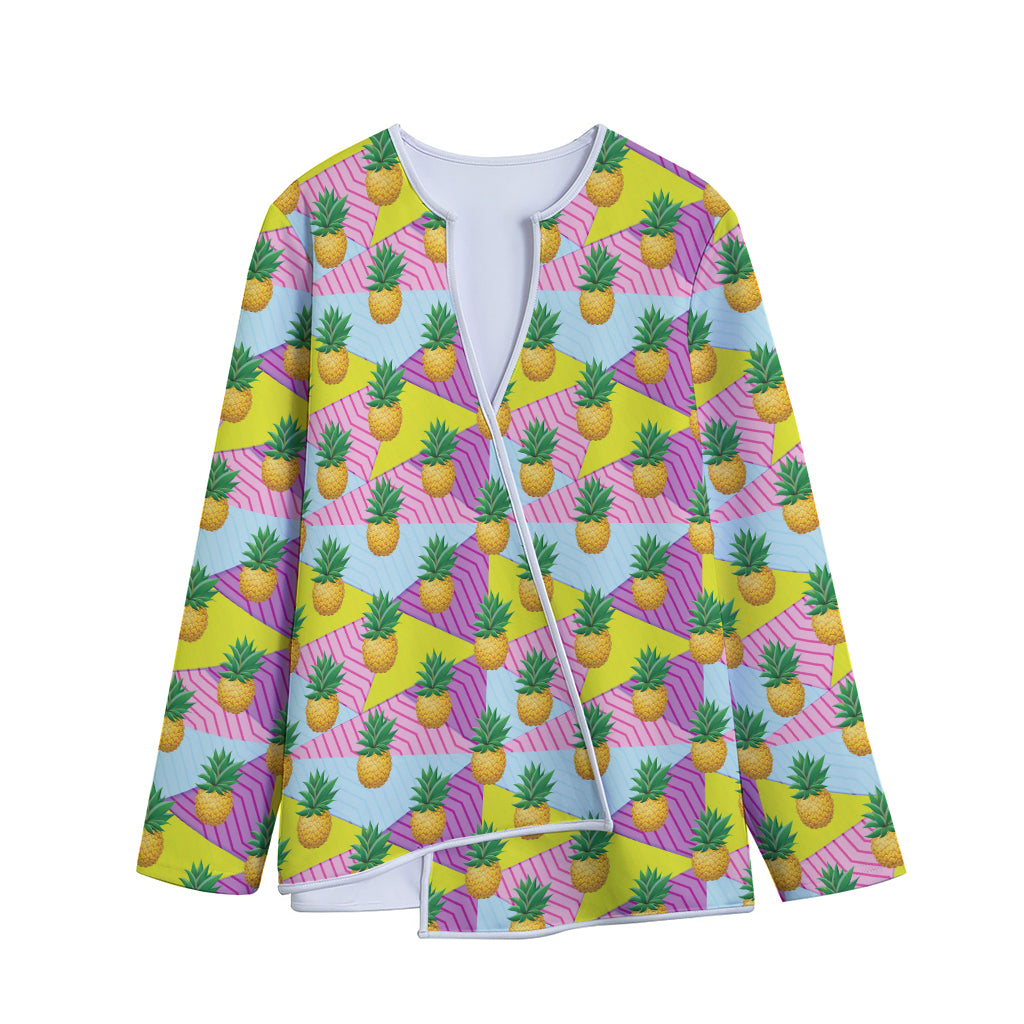 Zigzag Pineapple Pattern Print Long Sleeve Short Coat