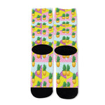 Zigzag Pineapple Pattern Print Long Socks