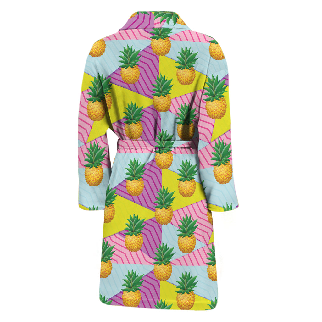 Zigzag Pineapple Pattern Print Men's Bathrobe