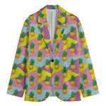 Zigzag Pineapple Pattern Print Men's Blazer